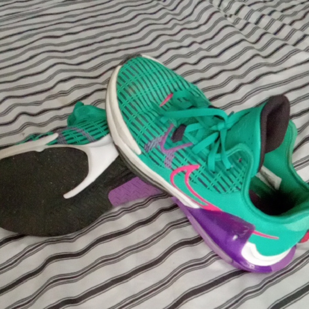 Nike LeBron Witness Vl Emerald and Purple Basketball Shoes Sz 8.5
